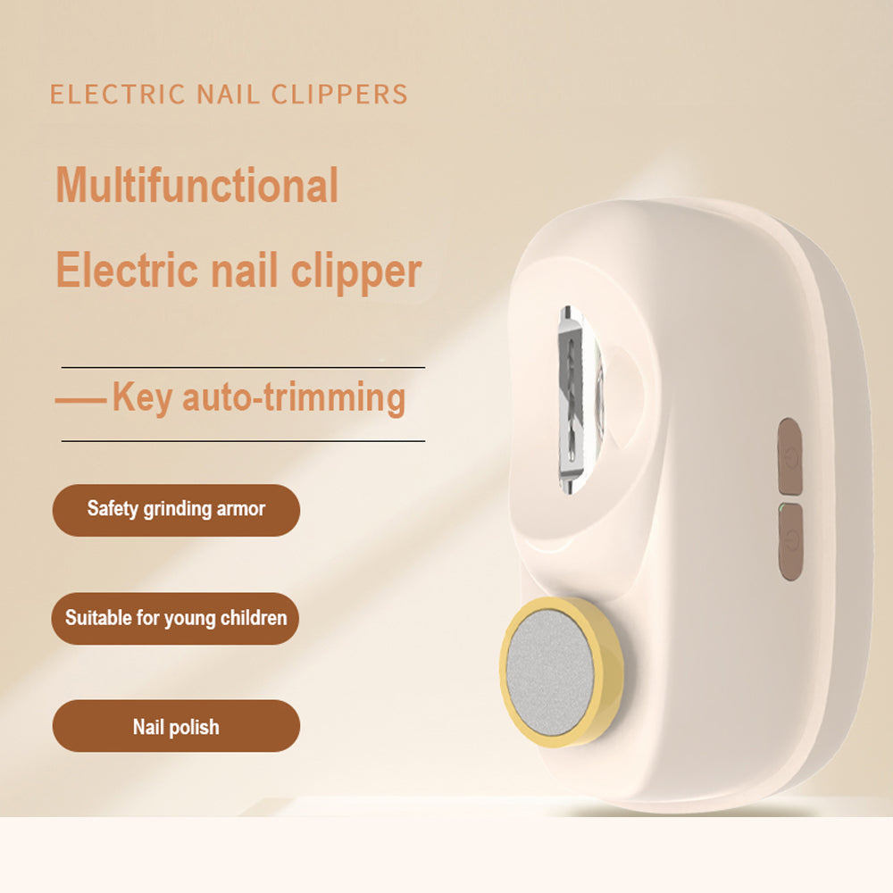 Cream yellow Electric Nail Clipper and Grinder 2-in-1 Automatic Nail Trimmer with LED Light Rechargeable Manicure Tool for Babies Adults and Seniors