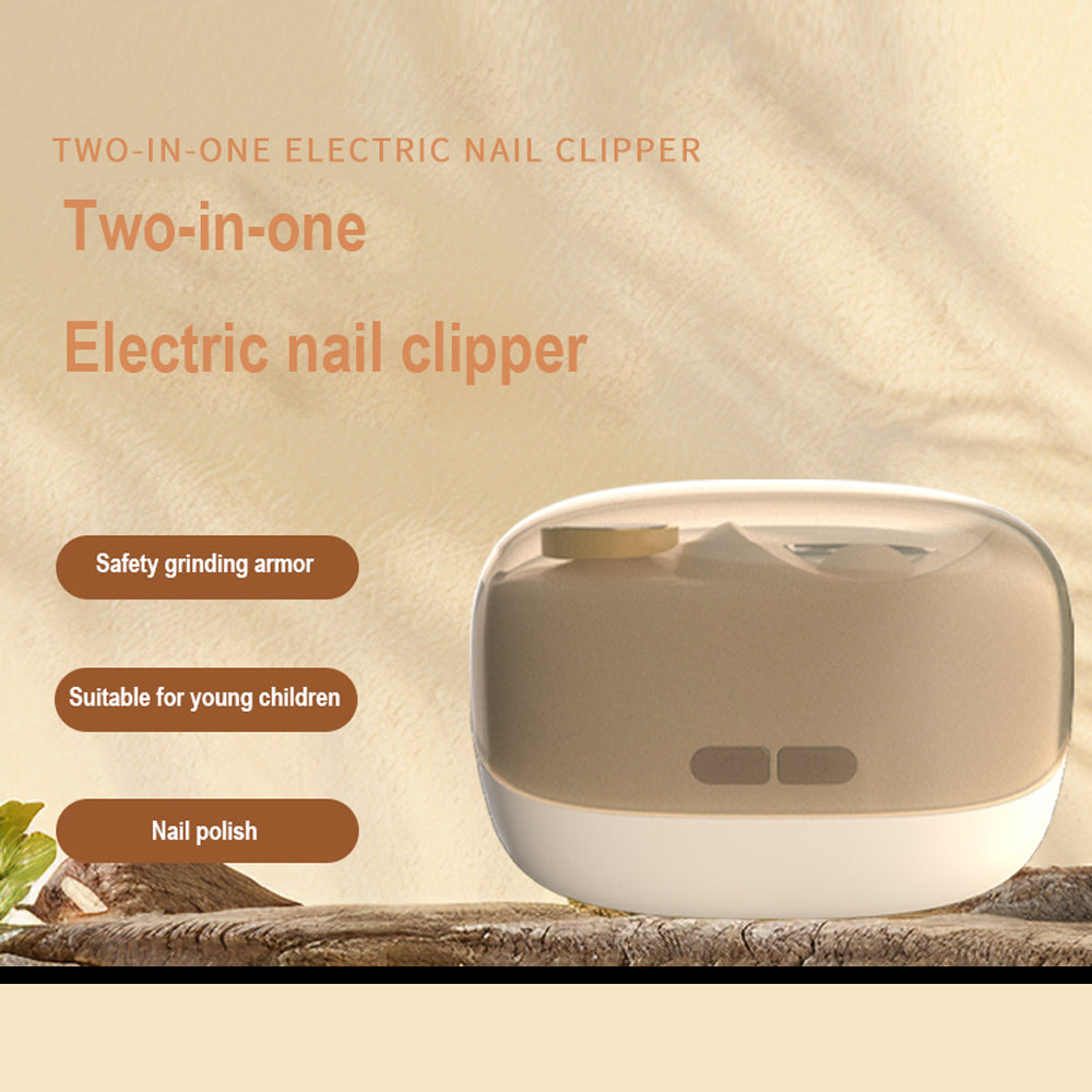 White Electric Nail Clipper and Grinder 2-in-1 Automatic Nail Trimmer with LED Light Rechargeable Manicure Tool for Babies Adults and Seniors