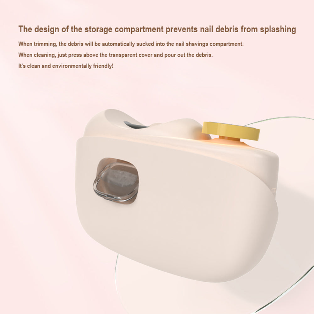 White Electric Nail Clipper and Grinder 2-in-1 Automatic Nail Trimmer with LED Light Rechargeable Manicure Tool for Babies Adults and Seniors