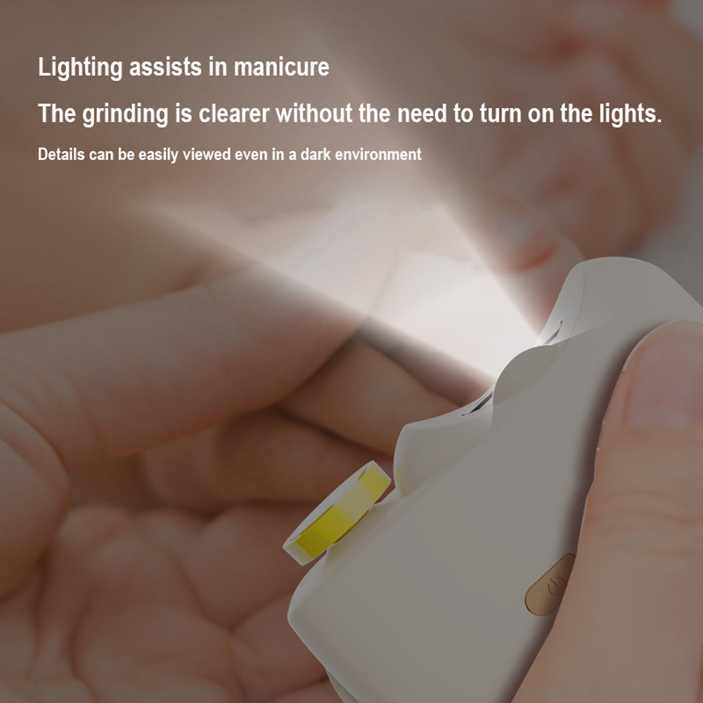 Pink Electric Nail Clipper and Grinder 2-in-1 Automatic Nail Trimmer with LED Light Rechargeable Manicure Tool for Babies Adults and Seniors