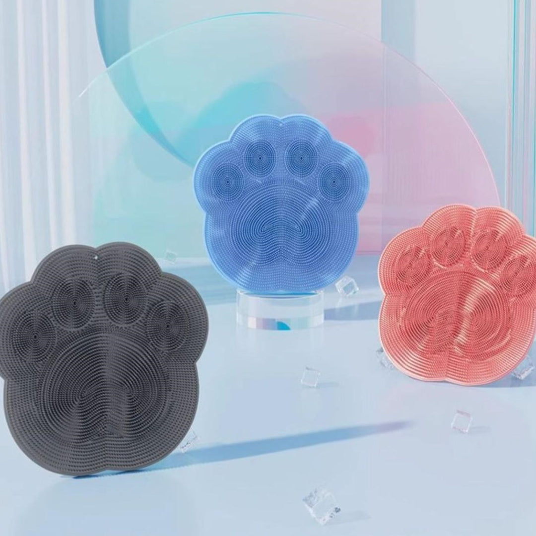 2-PCS Pink cat PAWS Non-Slip TPE Shower Mat with Foot Scrubber and Suction Cups Large Massage Bath Mat for Bathroom 30cm x 30cm