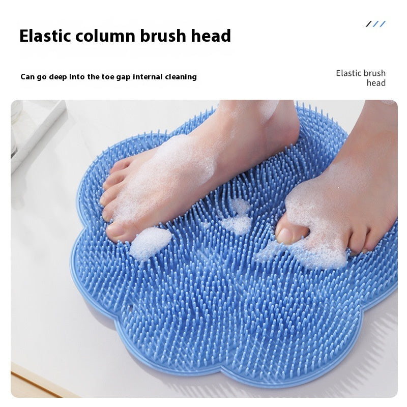 2-PCS Khaki cat PAWS Non-Slip TPE Shower Mat with Foot Scrubber and Suction Cups Large Massage Bath Mat for Bathroom 30cm x 30cm