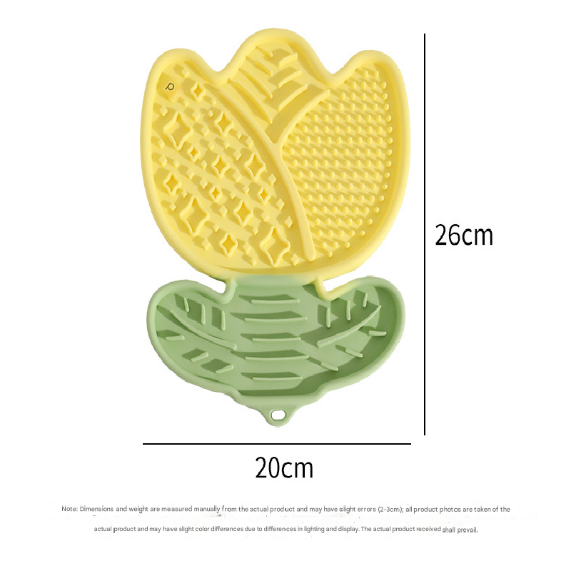 2-pcs Rouge powder Tulip Shaped Silicone Pet Licking Mat Slow Feeder Dog Cat Lick Pad with Suction Cups Anxiety Relief and Boredom Buster