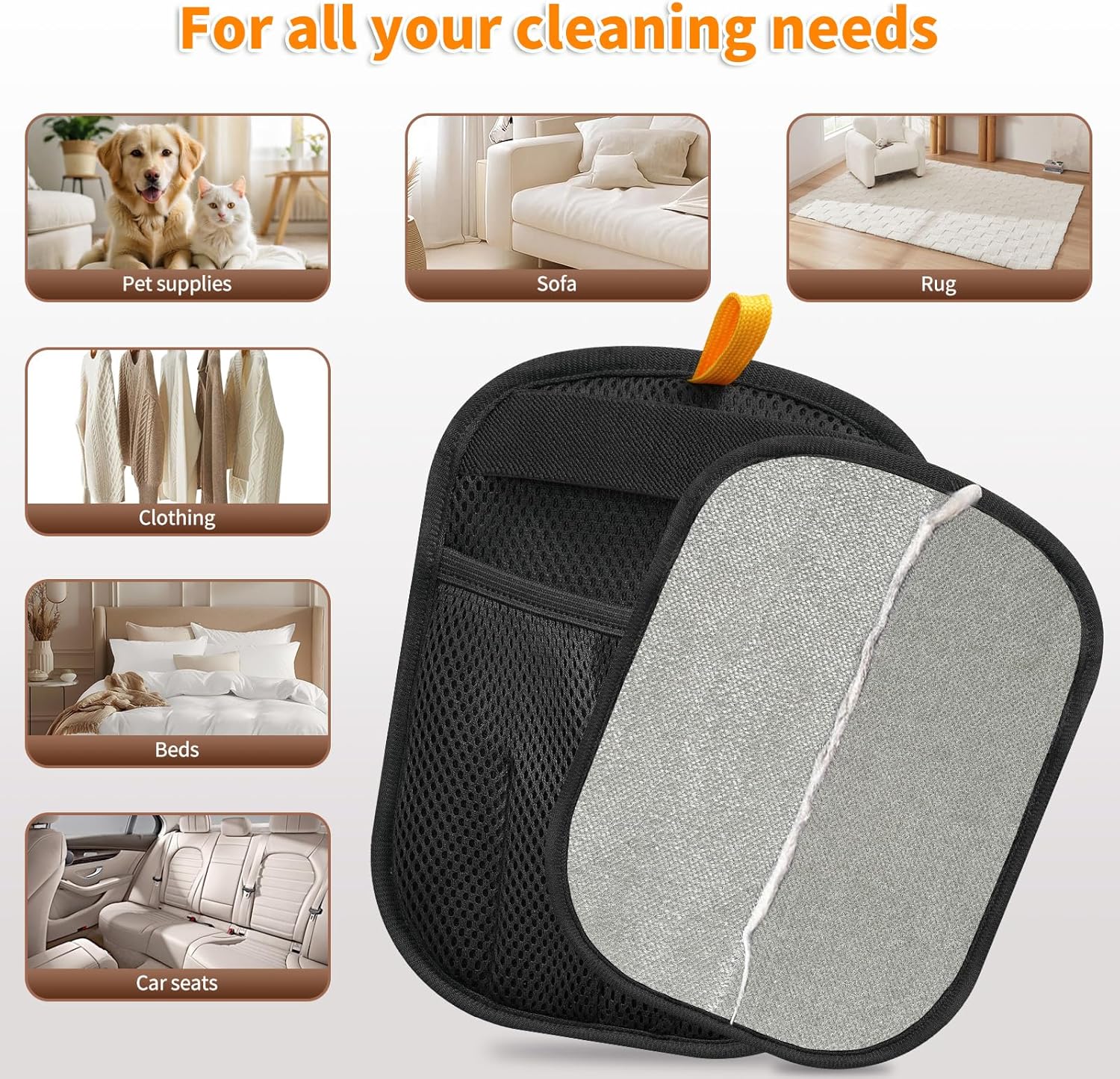 2-Pack Black Pet Hair Removal Gloves – Static Cling Lint Remover for Cats and Dogs, Effective Fur & Dust Cleaner for Furniture, Clothes, and Car Interiors in Australia