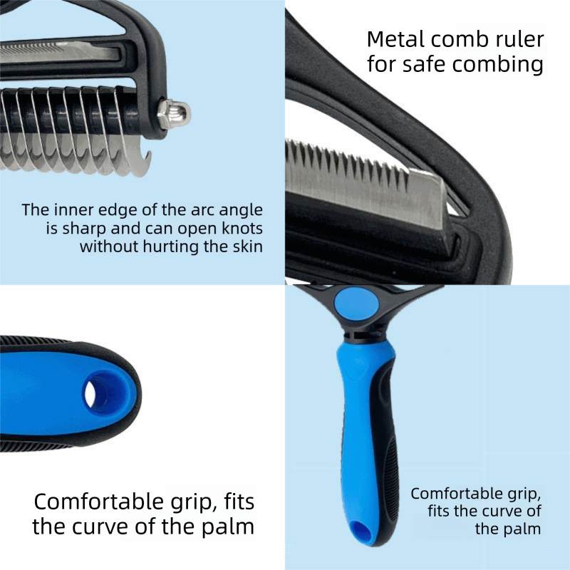 Sky blue Pet Grooming Comb – Fine Toothed Side for Hair Removal and Detangling, Ideal for Dogs with Long or Thick Coats in Australia