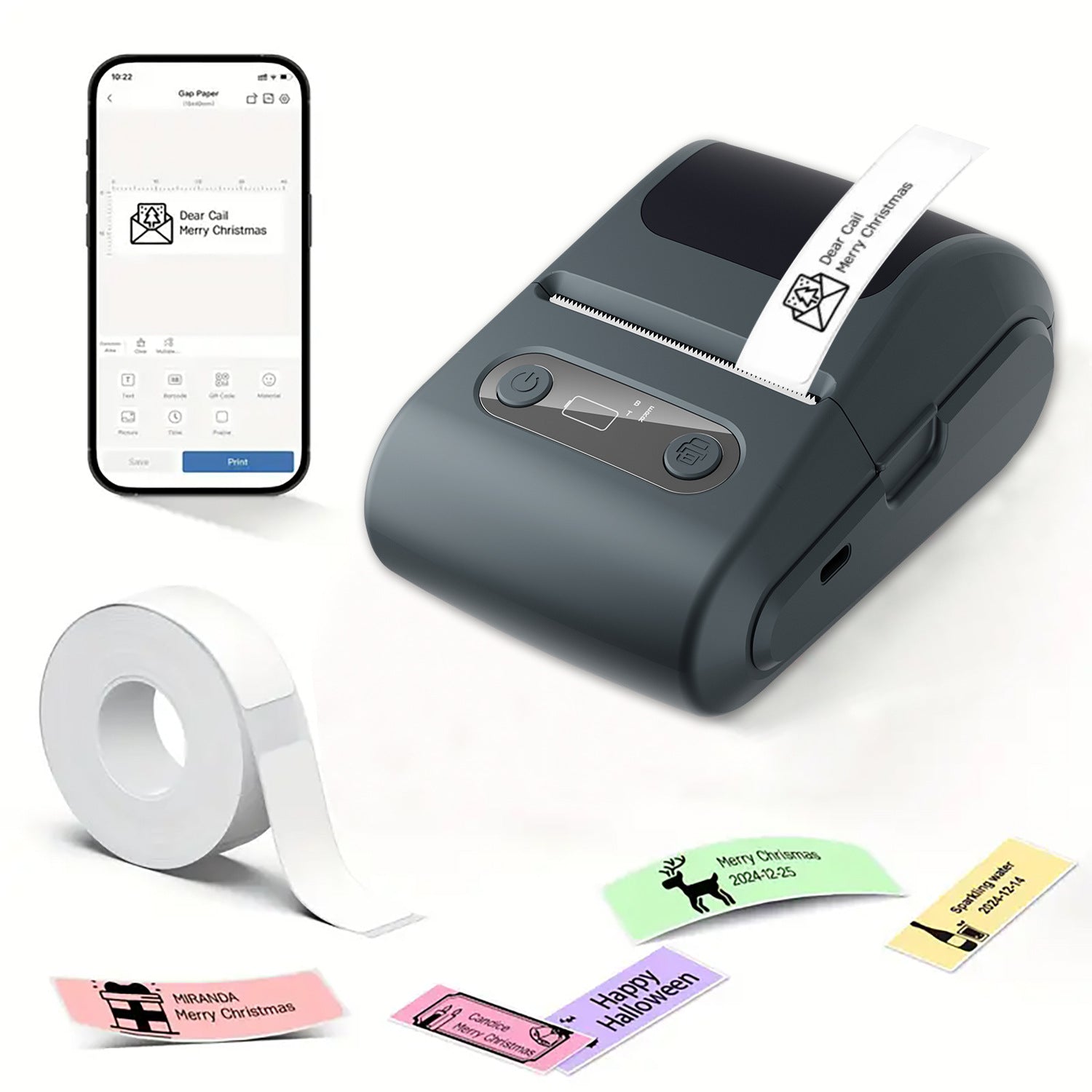 Blue Portable Bluetooth Thermal Label Printer – Compact, Ink-Free Mini Label Maker for Home, Office, and Small Business Use in Australia
