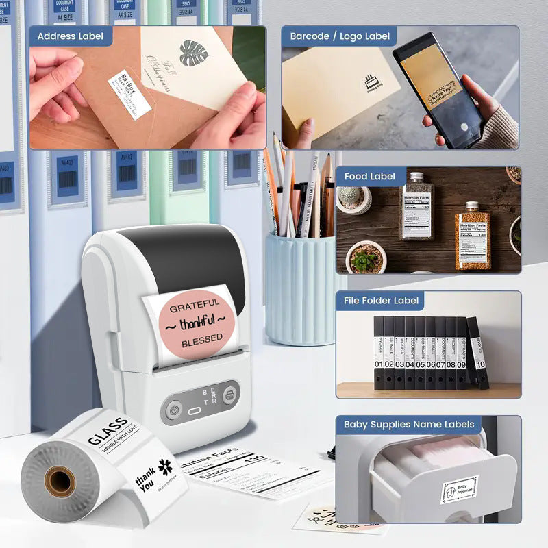 Blue Portable Bluetooth Thermal Label Printer – Compact, Ink-Free Mini Label Maker for Home, Office, and Small Business Use in Australia