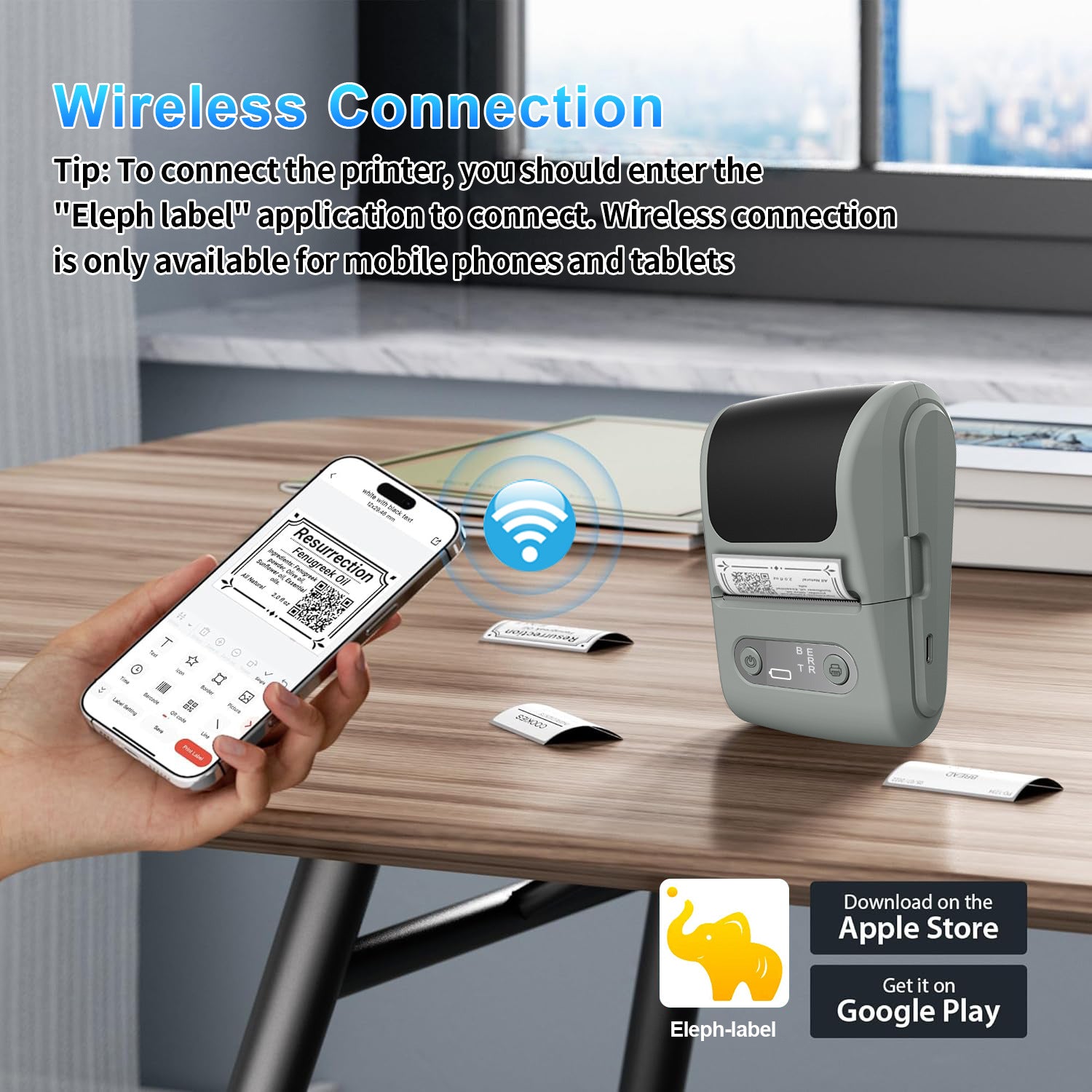 Blue Portable Bluetooth Thermal Label Printer – Compact, Ink-Free Mini Label Maker for Home, Office, and Small Business Use in Australia