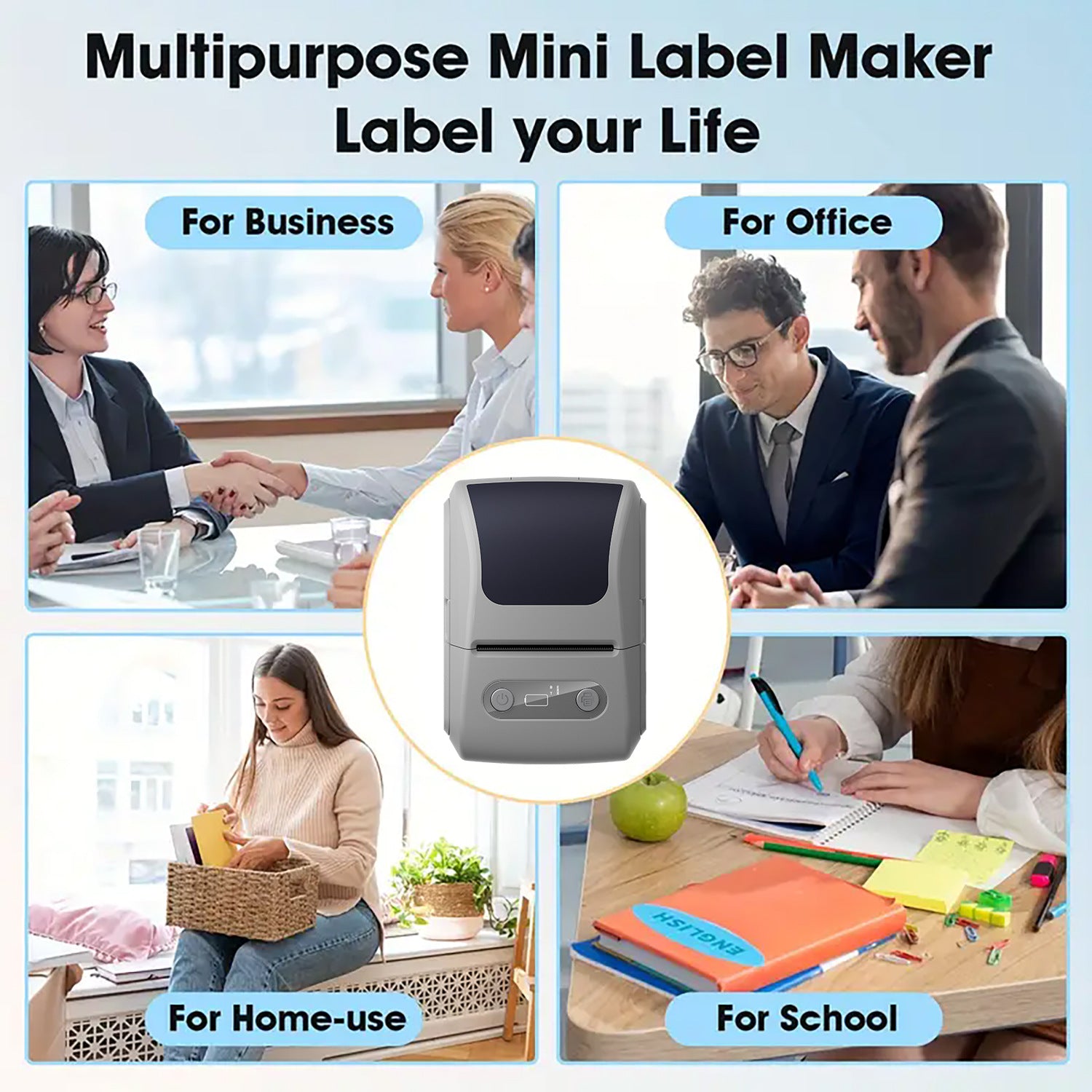 Black Portable Bluetooth Thermal Label Printer – Compact, Ink-Free Mini Label Maker for Home, Office, and Small Business Use in Australia