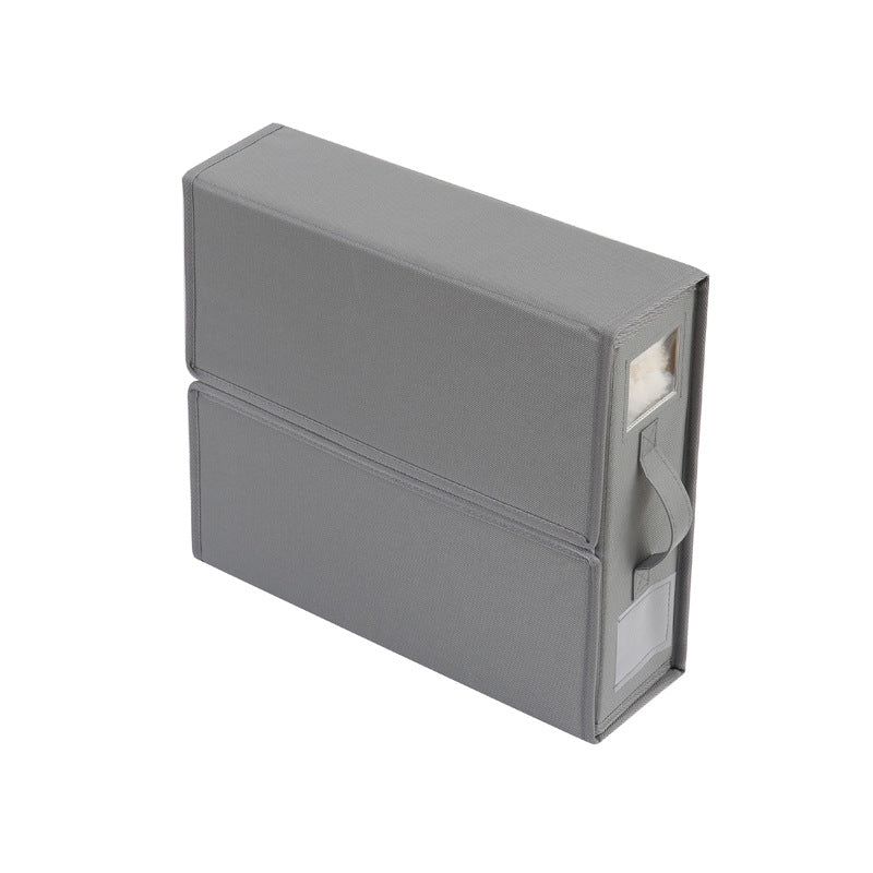 Grey Foldable Oxford Fabric Storage Box with Clear Window – Large Capacity Organizer for Bedding, Clothes &amp; More | Collapsible Design with Handle and Labeling Space