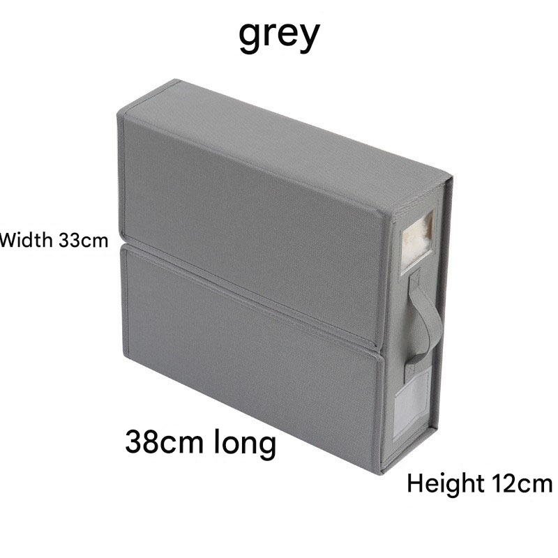 Grey Foldable Oxford Fabric Storage Box with Clear Window – Large Capacity Organizer for Bedding, Clothes & More | Collapsible Design with Handle and Labeling Space