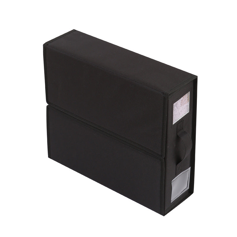 Black Foldable Oxford Fabric Storage Box with Clear Window – Large Capacity Organizer for Bedding, Clothes &amp; More | Collapsible Design with Handle and Labeling Space