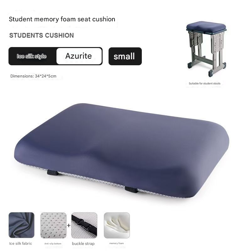 Azurite Ergonomic Memory Foam Student Seat Cushion – 34×24×5cm, Breathable &amp; Anti-Slip Design for Long-Term Sitting Comfort in Classrooms | Ideal for Primary and Secondary School Students