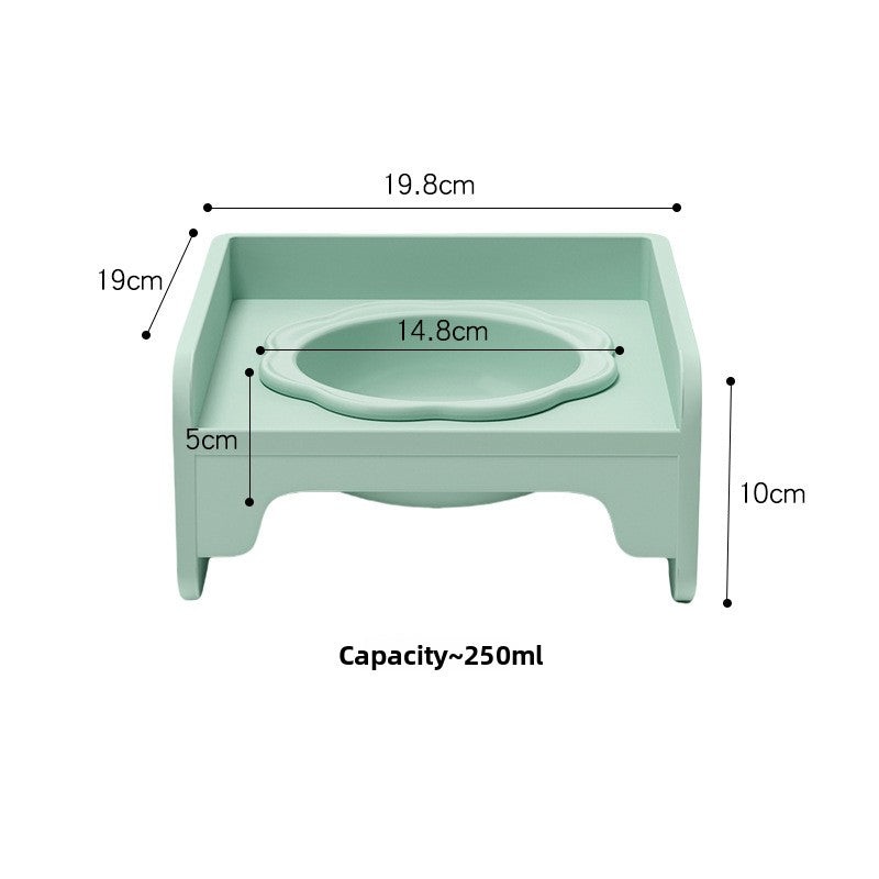 Green Ceramic Raised Cat Bowl with Splash Proof Stand 250ml Elevated Pet Feeder for Kittens and Small Dogs Modular Interlocking Design
