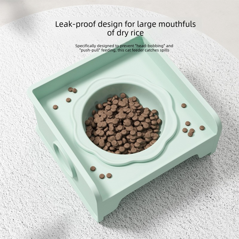 Yellow Ceramic Raised Cat Bowl with Splash Proof Stand 250ml Elevated Pet Feeder for Kittens and Small Dogs Modular Interlocking Design