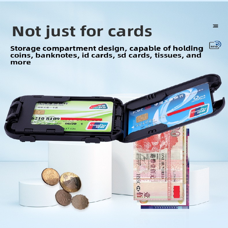 Army green RFID Blocking Aluminium Card Holder Wallet Waterproof Hard Shell Case with Cash Strap for Men Travel and Daily Use