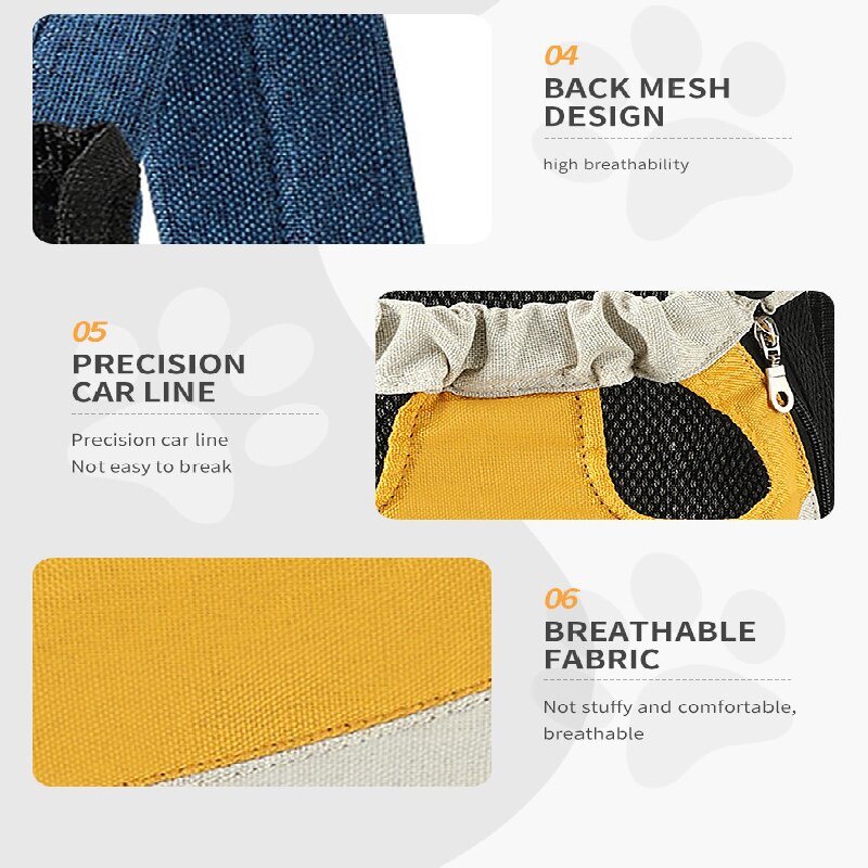 Yellow denim blue Pet Carrier Backpack Front Chest Pack Legs Out Breathable Mesh for Small Dogs Cats Hiking Travel Hands Free Adjustable Design(Size:M)