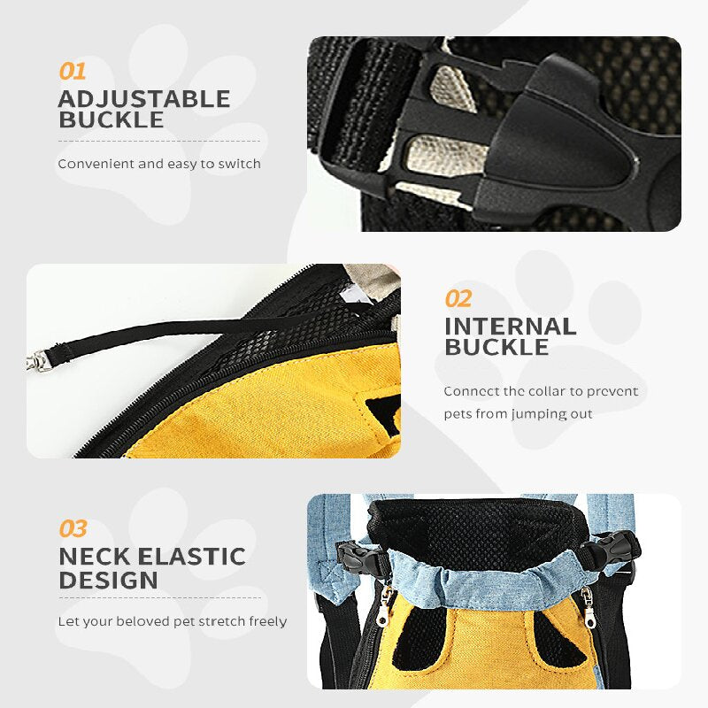 Blue and white two-tone style Pet Carrier Backpack Front Chest Pack Legs Out Breathable Mesh for Small Dogs Cats Hiking Travel Hands Free Adjustable Design(Size:L)