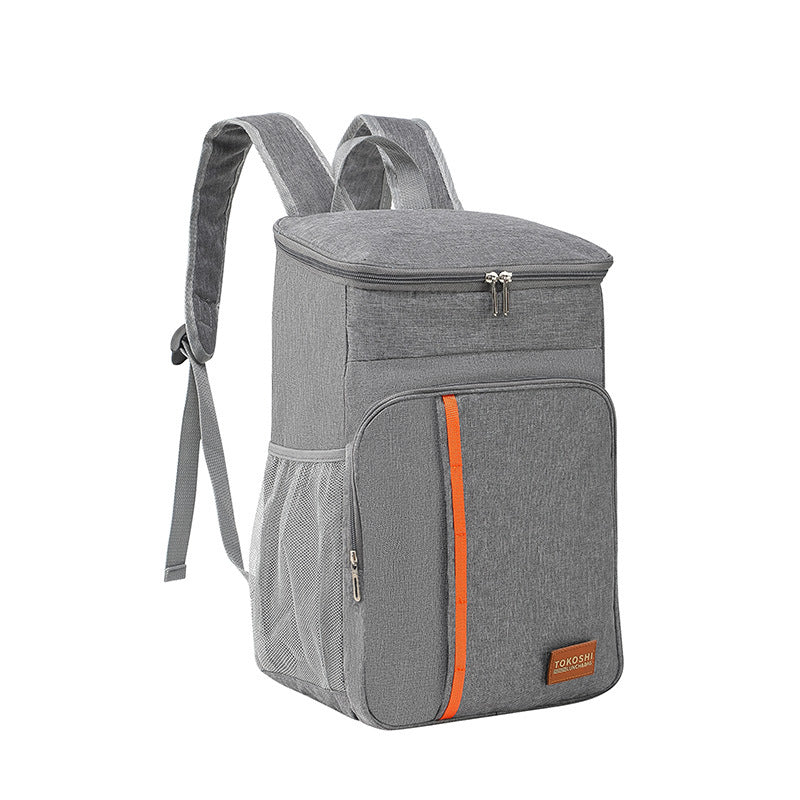 Grey Large Capacity Insulated Cooler Backpack 20.5L Leakproof Thermal Lunch Bag Waterproof Soft Sided Cooling Rucksack for Camping Picnic Beach &amp; Work