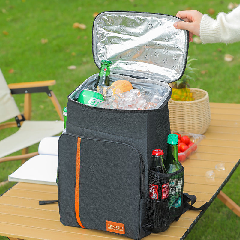 Grey Large Capacity Insulated Cooler Backpack 20.5L Leakproof Thermal Lunch Bag Waterproof Soft Sided Cooling Rucksack for Camping Picnic Beach & Work