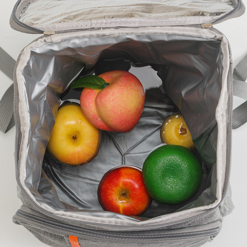 Grey Large Capacity Insulated Cooler Backpack 20.5L Leakproof Thermal Lunch Bag Waterproof Soft Sided Cooling Rucksack for Camping Picnic Beach & Work