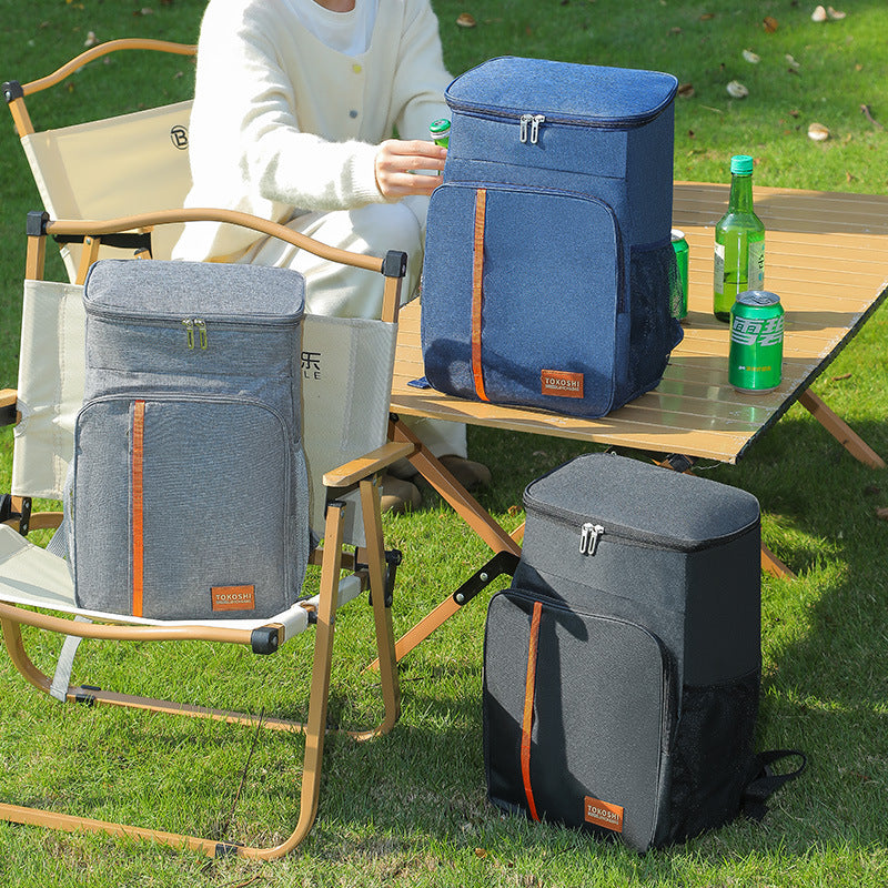 Grey Large Capacity Insulated Cooler Backpack 20.5L Leakproof Thermal Lunch Bag Waterproof Soft Sided Cooling Rucksack for Camping Picnic Beach & Work