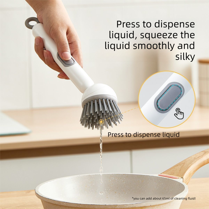 2 Pack Green Kitchen Dish Brush with Soap Dispenser Adjustable Handle 360 Degree Cleaning Scrubber Non-Scratch Bristles for Pans Pots and Sink