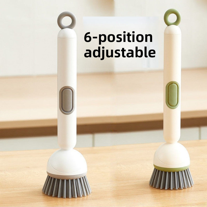 2 Pack Green Kitchen Dish Brush with Soap Dispenser Adjustable Handle 360 Degree Cleaning Scrubber Non-Scratch Bristles for Pans Pots and Sink