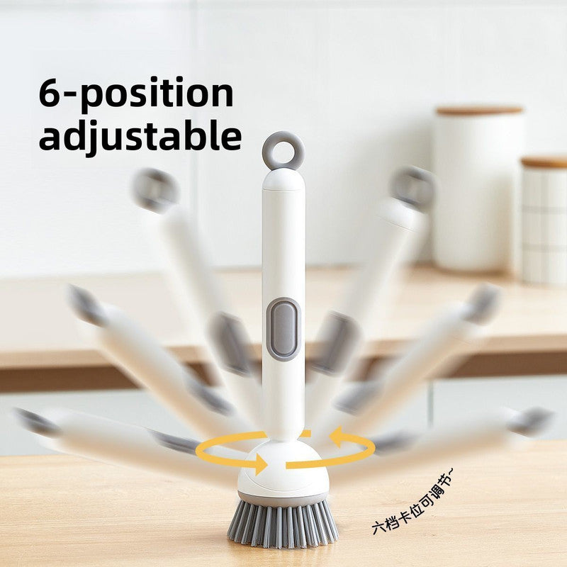 2 Pack Green Kitchen Dish Brush with Soap Dispenser Adjustable Handle 360 Degree Cleaning Scrubber Non-Scratch Bristles for Pans Pots and Sink