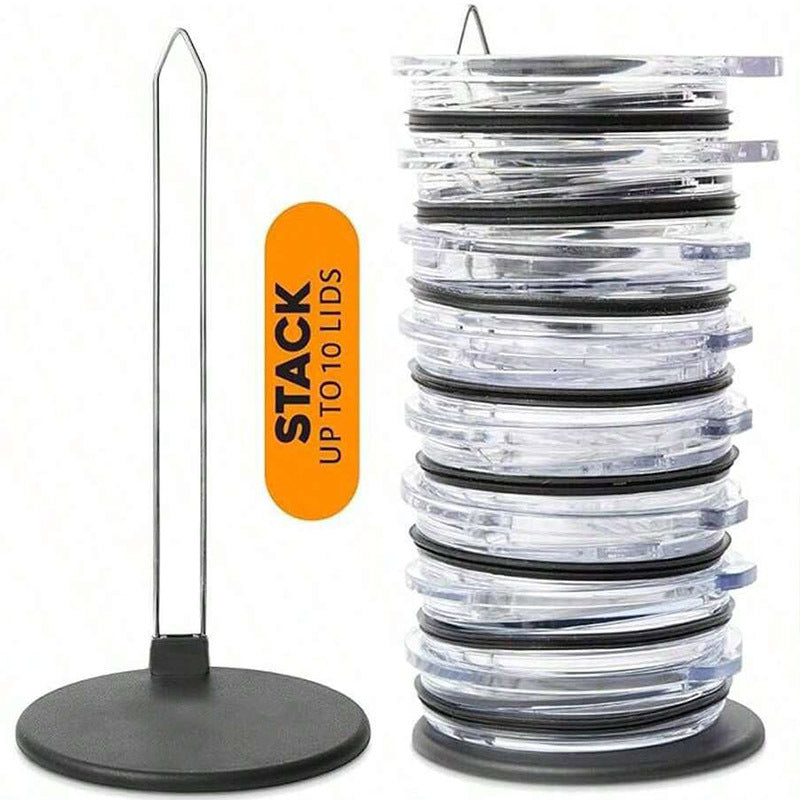 5-PCS Universal Tumbler Lid Organizer Stand Vertical Storage Rack for Kitchen Cabinets Holds Up to 10 Lids Space Saving Cup Accessory Holder