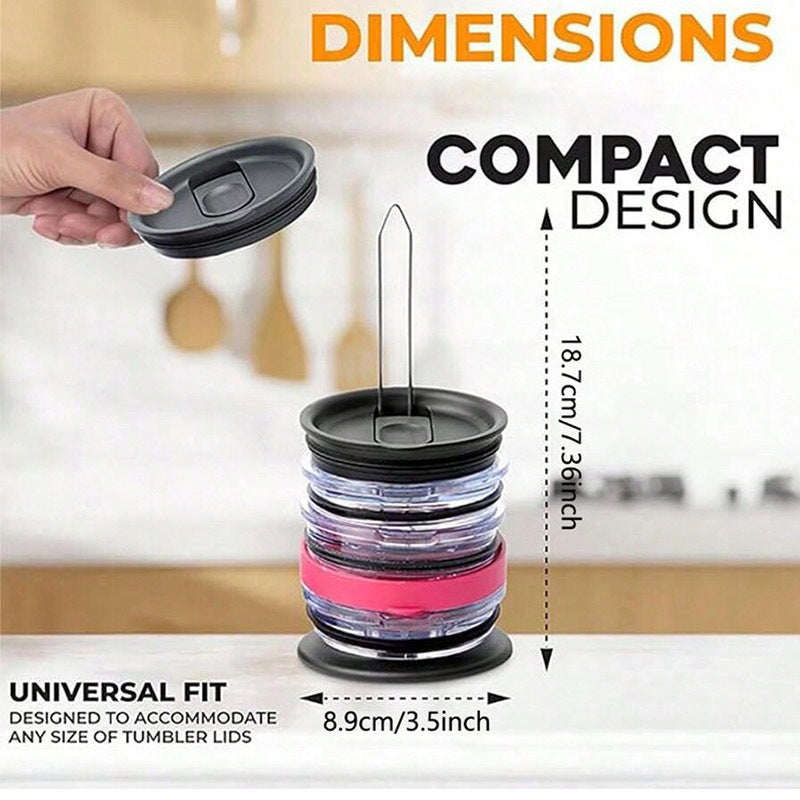 5-PCS Universal Tumbler Lid Organizer Stand Vertical Storage Rack for Kitchen Cabinets Holds Up to 10 Lids Space Saving Cup Accessory Holder