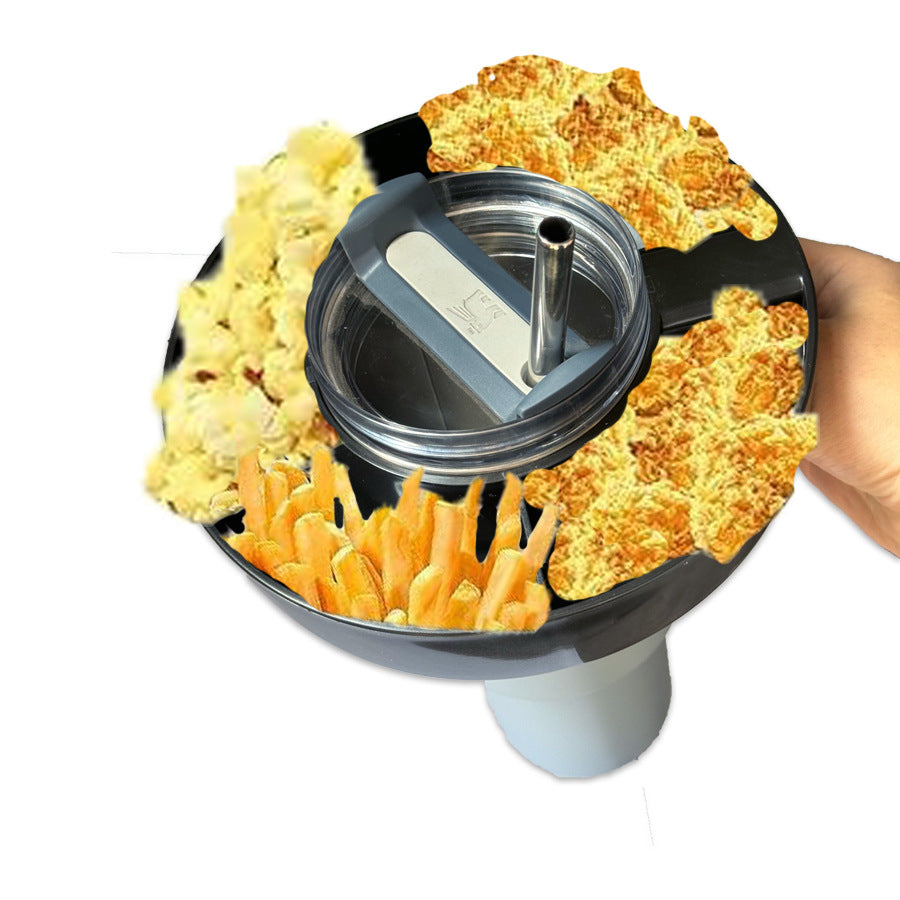 2 Pack Black Snack Bowl for Stanley 40oz Tumbler with Handle Reusable Silicone Snack Ring Divider Tray for Movie Night Road Trip and Camping