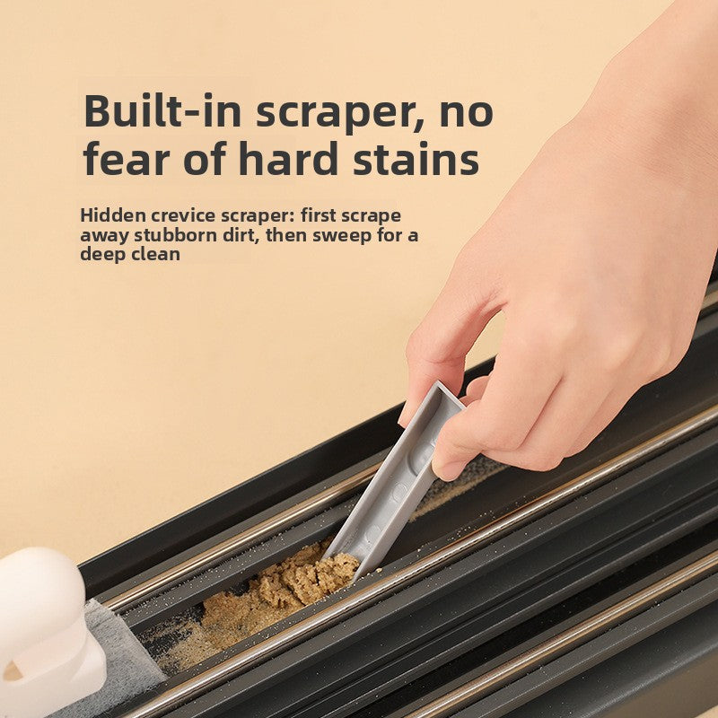 5-PCS Red Window Track Cleaning Brush Tool Handheld Groove Gap Cleaner with Scraper Small Scrubbing Brush for Sliding Door Rails and Sills