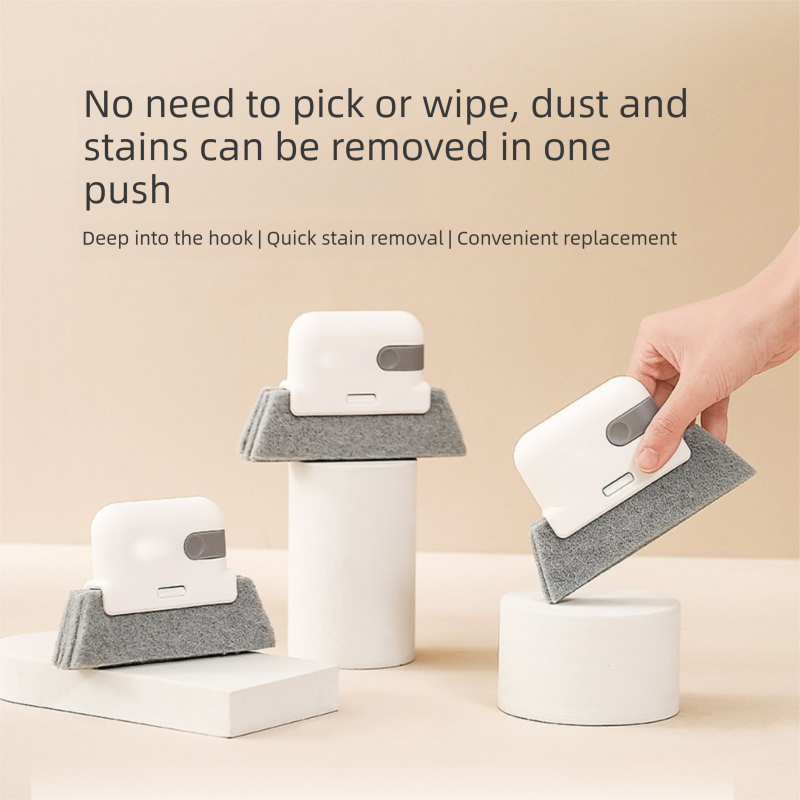 5-PCS Grey Window Track Cleaning Brush Tool Handheld Groove Gap Cleaner with Scraper Small Scrubbing Brush for Sliding Door Rails and Sills