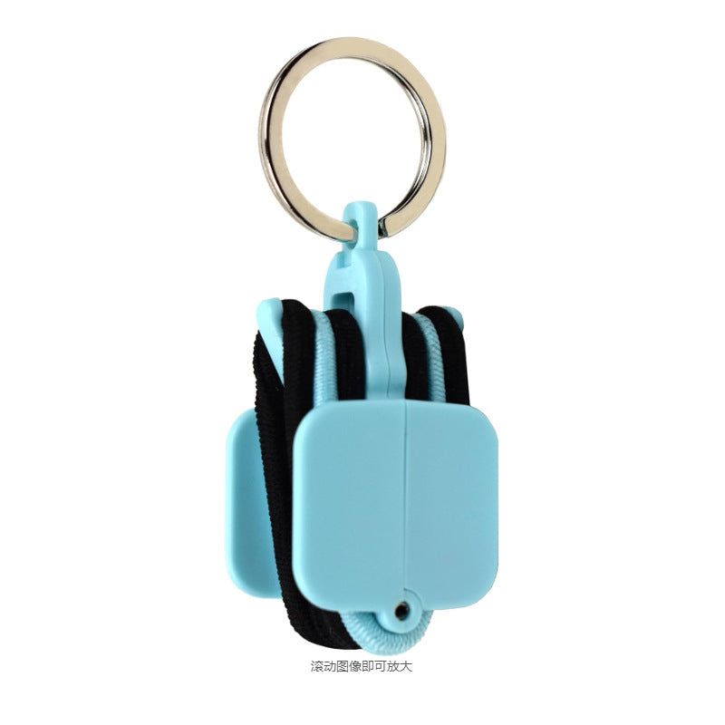 3-PCS Blue Portable Hair Tie Organizer Keychain Compact Hair Accessories Holder with Clip for Travel School Bag and Purse