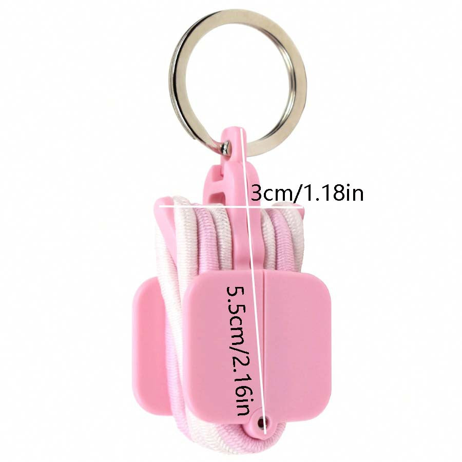 3-PCS Blue Portable Hair Tie Organizer Keychain Compact Hair Accessories Holder with Clip for Travel School Bag and Purse