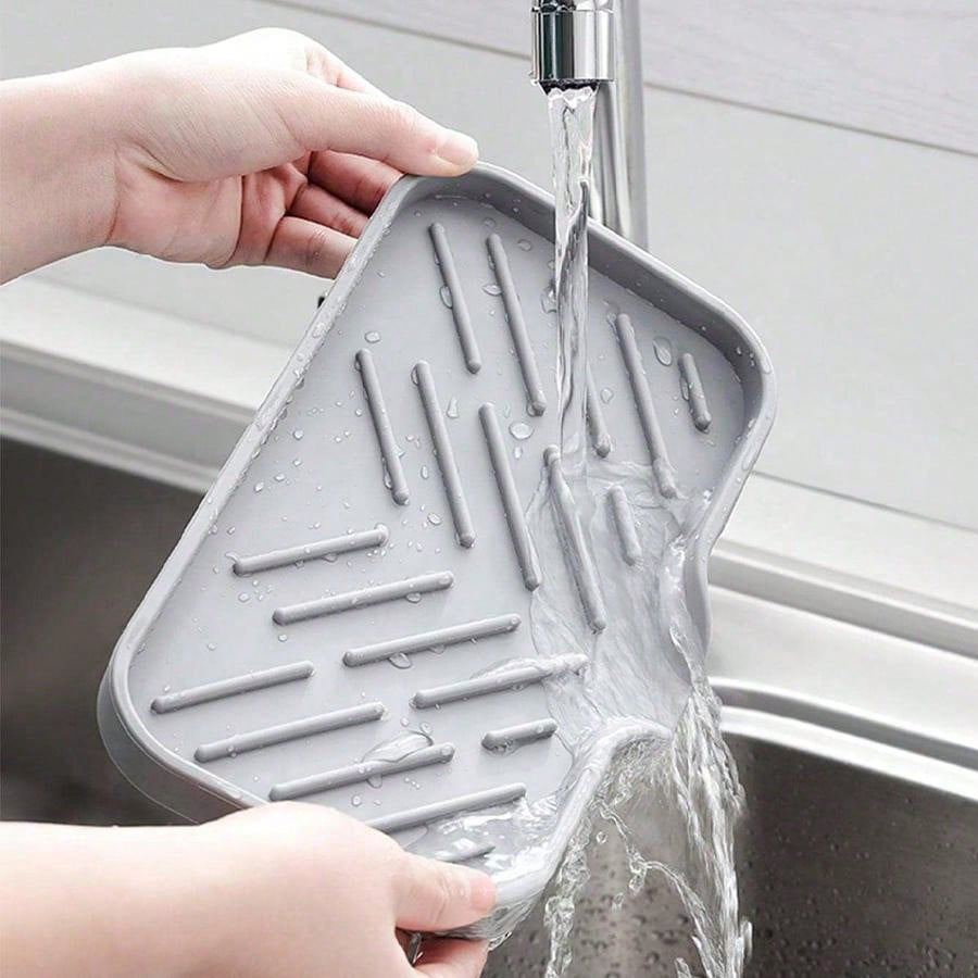 3-PCS Grey Large Drainable Soap Dish Tray with Anti-Slip Base for Bathroom Sink - Keeps Soap Dry and Organized in Australian Homes
