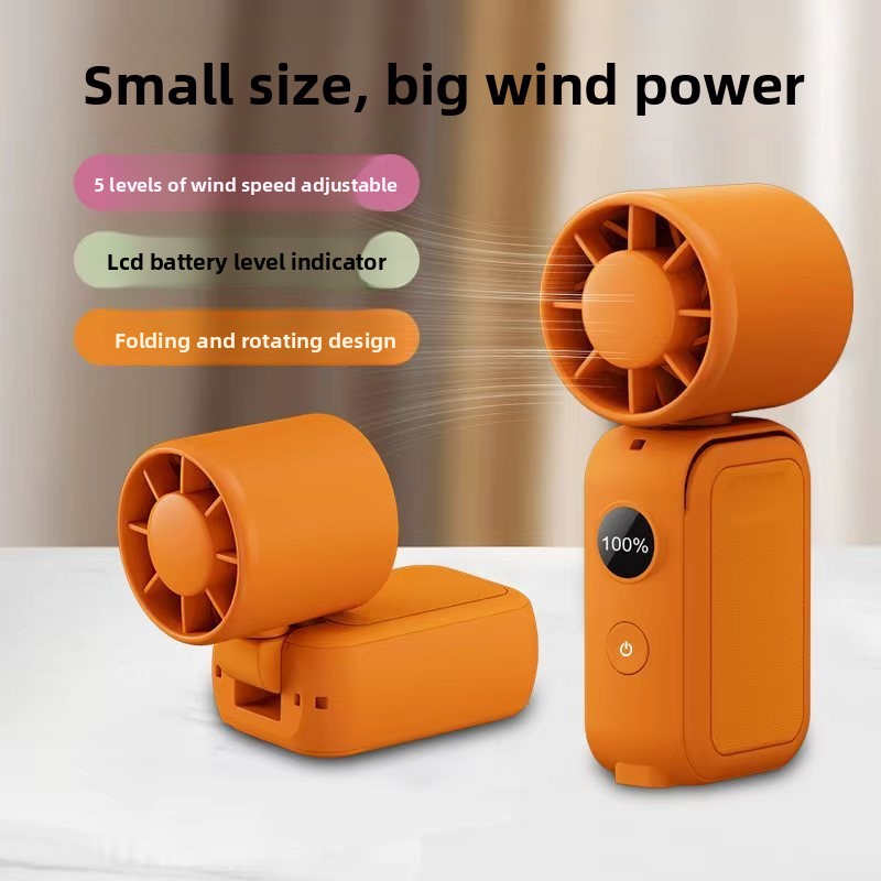 White Portable Handheld Fan 350 Degree Rotation Foldable Neck Hanging Waist Fan with Magnetic Base LED Display 5 Speed Personal Fan