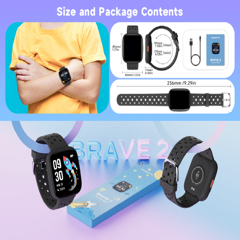 Blue Kids Smart Watch Fitness Tracker with Pedometer Heart Rate Monitor and 14 Sport Modes IP68 Waterproof Watch for Boys and Girls