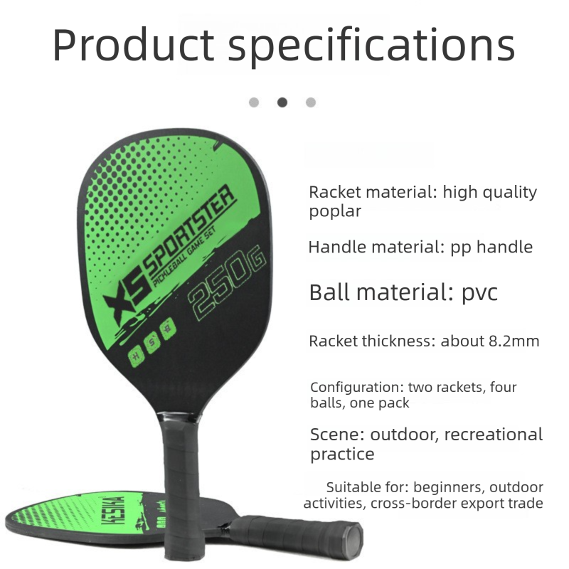 Red Pickleball Paddles Set of 2 Lightweight Wood Rackets with 4 Pickleballs and Carry Bag Outdoor Sports Equipment for Beginners