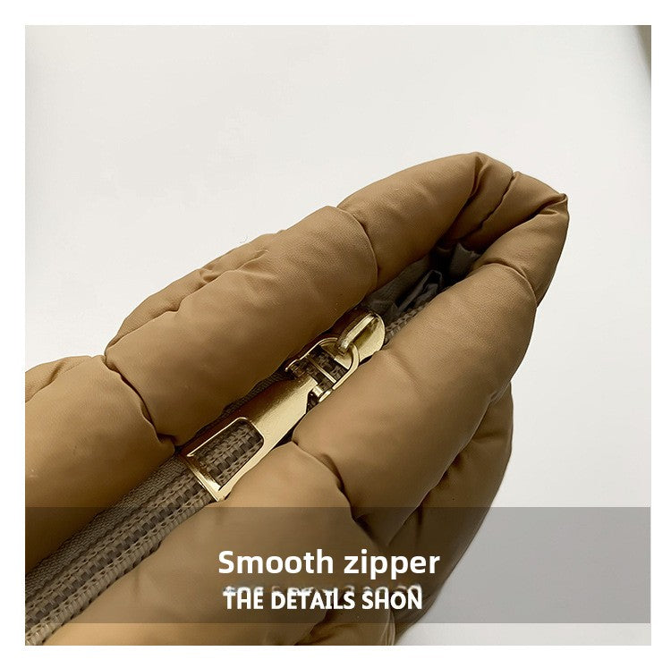 Rose red Puffer Makeup Bag Quilted Pouch Cosmetic Organizer Bag Soft Nylon Travel Toiletry Bag Zipper Handbag for Women