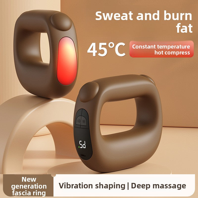 Pink Portable Fascia Massage Ring Vibration Massager with Heat and LED Display for Muscle Relaxation and Body Shaping