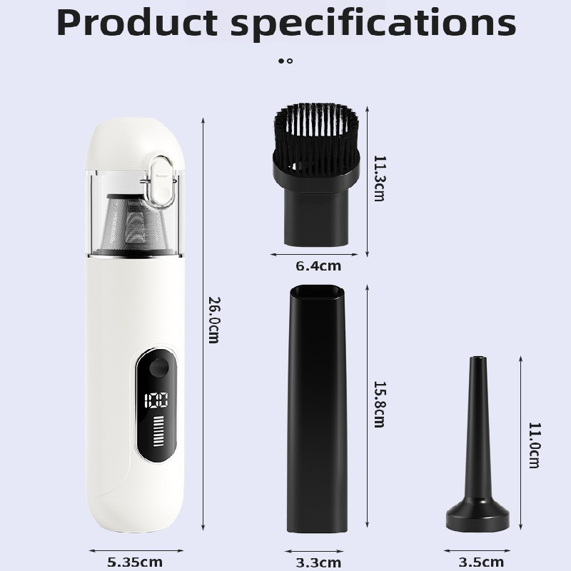 Black 2-in-1 Cordless Handheld Car Vacuum Cleaner and Air Blower Powerful Suction Brushless Motor Portable Duster for Home and Auto