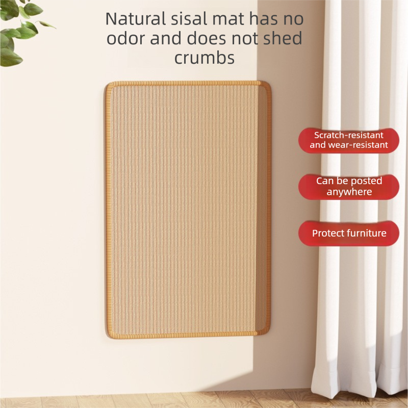 3-PCS Self-Adhesive Sisal Cat Scratching Mat Vertical Wall Mounted Scratcher Board for Furniture Protection(25cm*50cm)