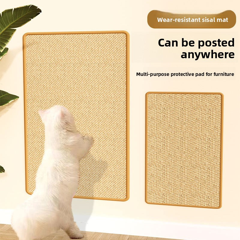 3-PCS Self-Adhesive Sisal Cat Scratching Mat Vertical Wall Mounted Scratcher Board for Furniture Protection(30cm*40cm)