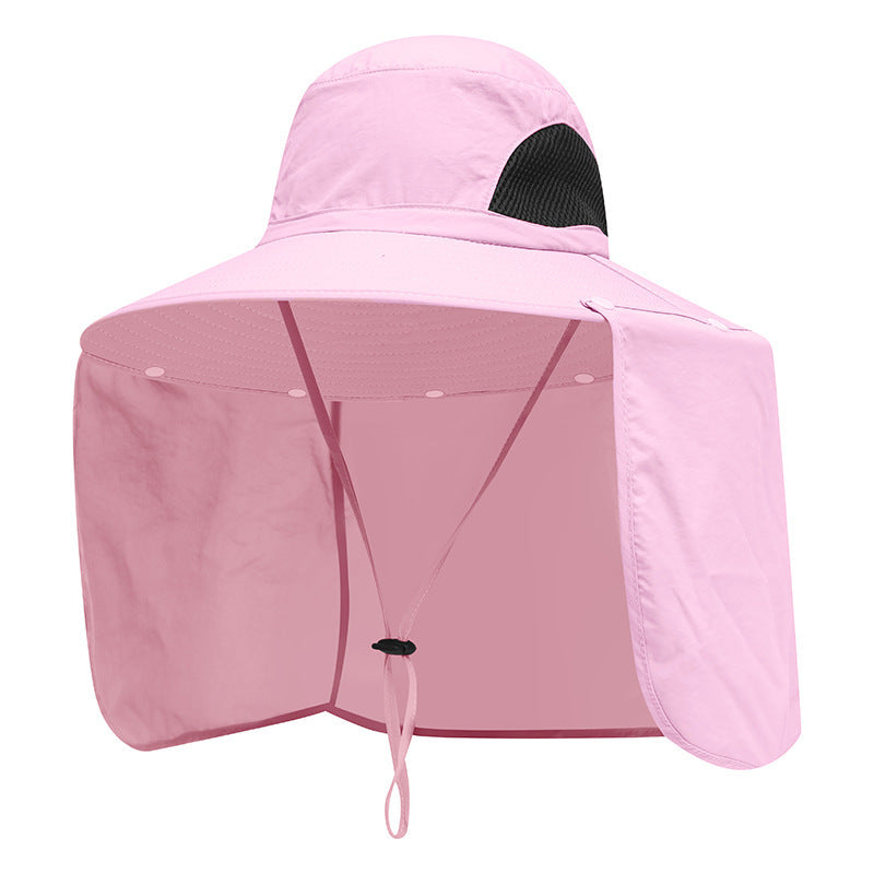 Pink UPF 50+ Sun Protection Fishing Hat Wide Brim Neck Flap Quick Dry Bucket Hat for Outdoor Hiking and Gardening