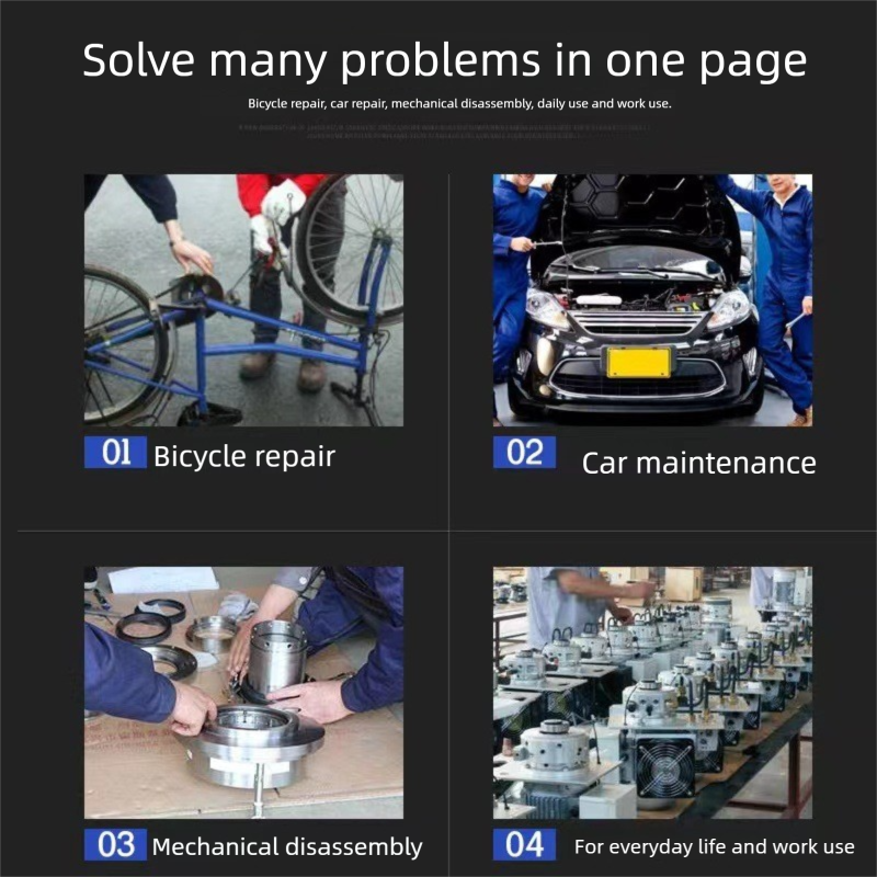 Black Universal Socket Wrench 360 Degree Rotating Head Multifunctional Dog Bone Spanner for Home and Auto Repair