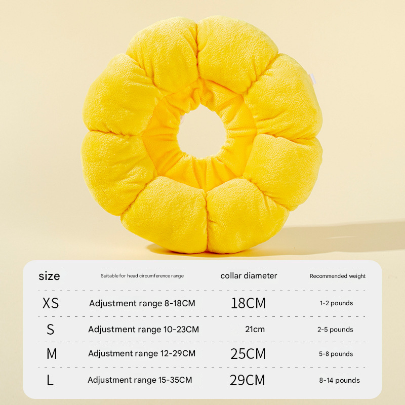 3-Pcs Soft Yellow Sunflower Elizabethan Collar Adjustable Pet Cone for Cats and Small Dogs Anti-Bite Recovery Neck Pillow(XS)