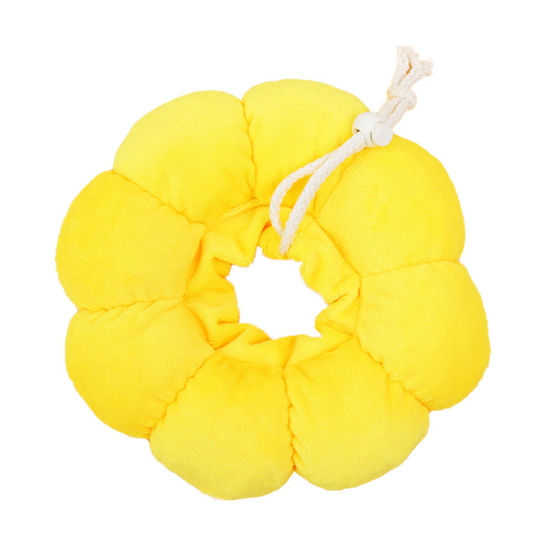 3-Pcs Soft Yellow Sunflower Elizabethan Collar Adjustable Pet Cone for Cats and Small Dogs Anti-Bite Recovery Neck Pillow(S)
