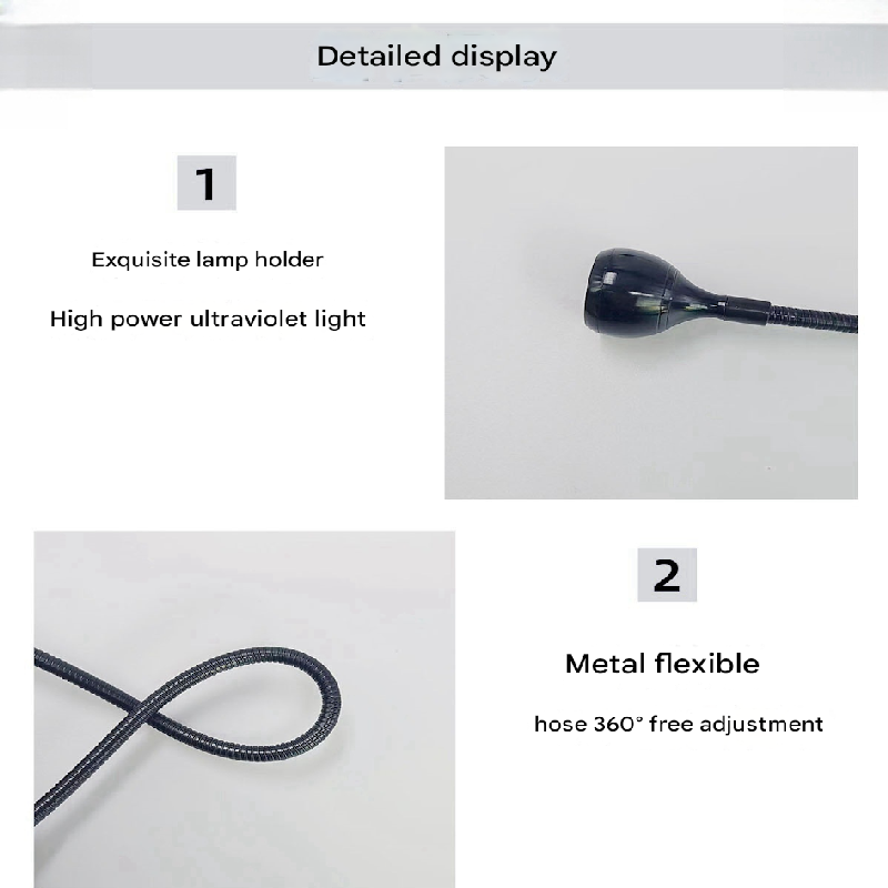 Black 3W UV LED Gel Nail Curing Lamp Clip On Flexible Gooseneck Light 4 Brightness Levels for Gel Polish and Resin Curing